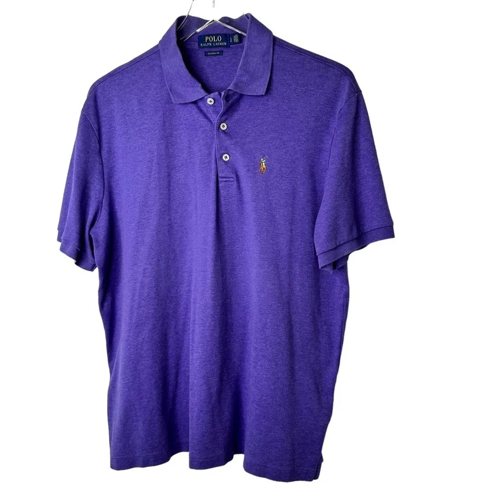 Polo Ralph Lauren Purple Classic Fit Polo T-shirt Large